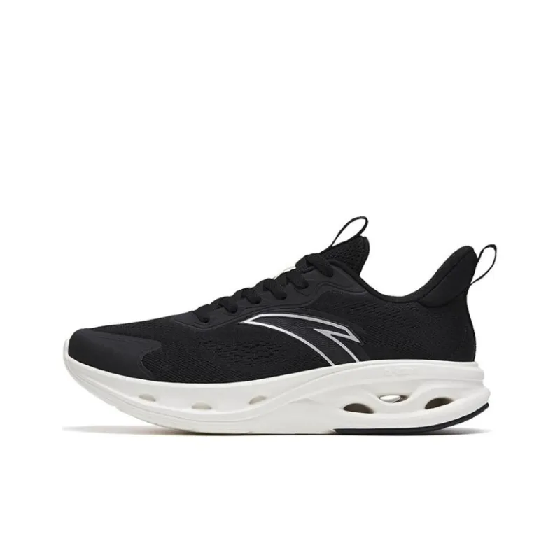 Anta Shock Absorbing, Non Slip, Wear Resistant, Breathable And Lightweight Low Top Running Shoes Men's Black White-0