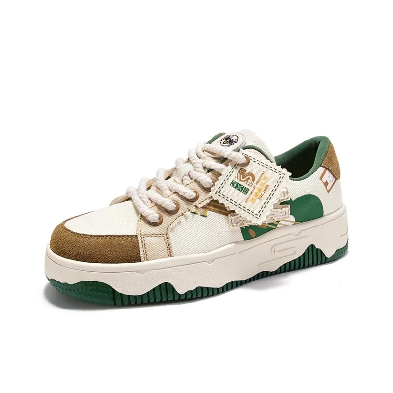 Xihu Music Festival x Feiyue Slip-Resistant Cushioning Low-Top Skateboard Shoes Unisex Beige Green Brown-2