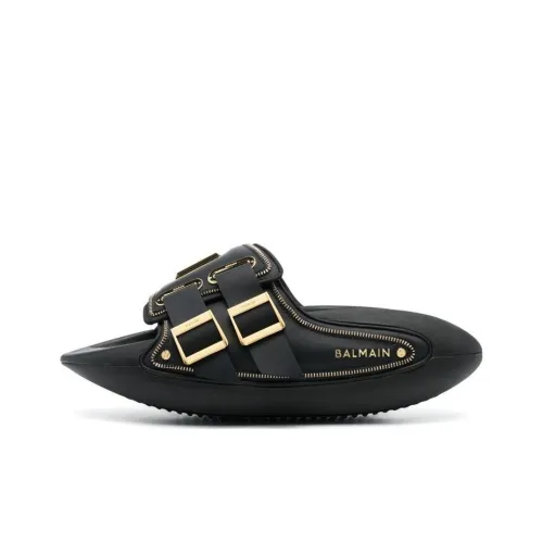 BALMAIN Rubber Sole Quick Dry Slide Slippers Men's Black