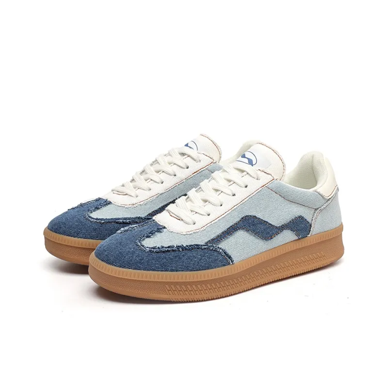 MASONONCE German Army Trainers Low Top Skateboard Shoes Unisex Denim Blue-1