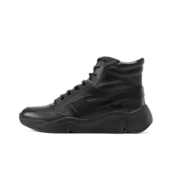 Ecco Anti-Slip Wear-Resistant High-Top Chunky Sneakers Black