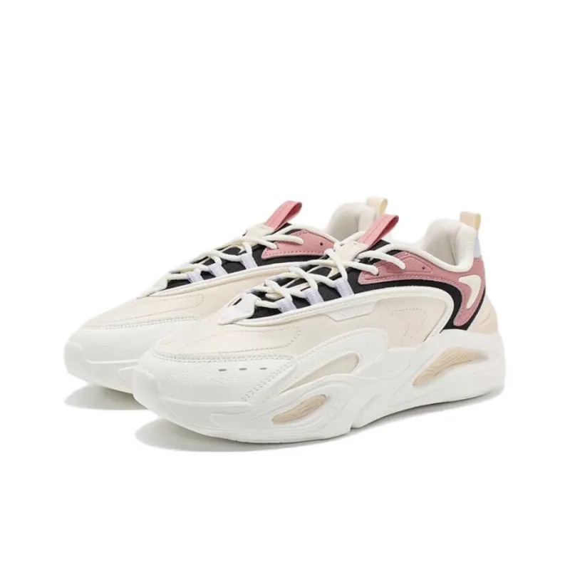 XTEP Mibian Anti-Slip Wear-Resistant Low-Top Sports Casual Shoes Women's White Black Pink-1