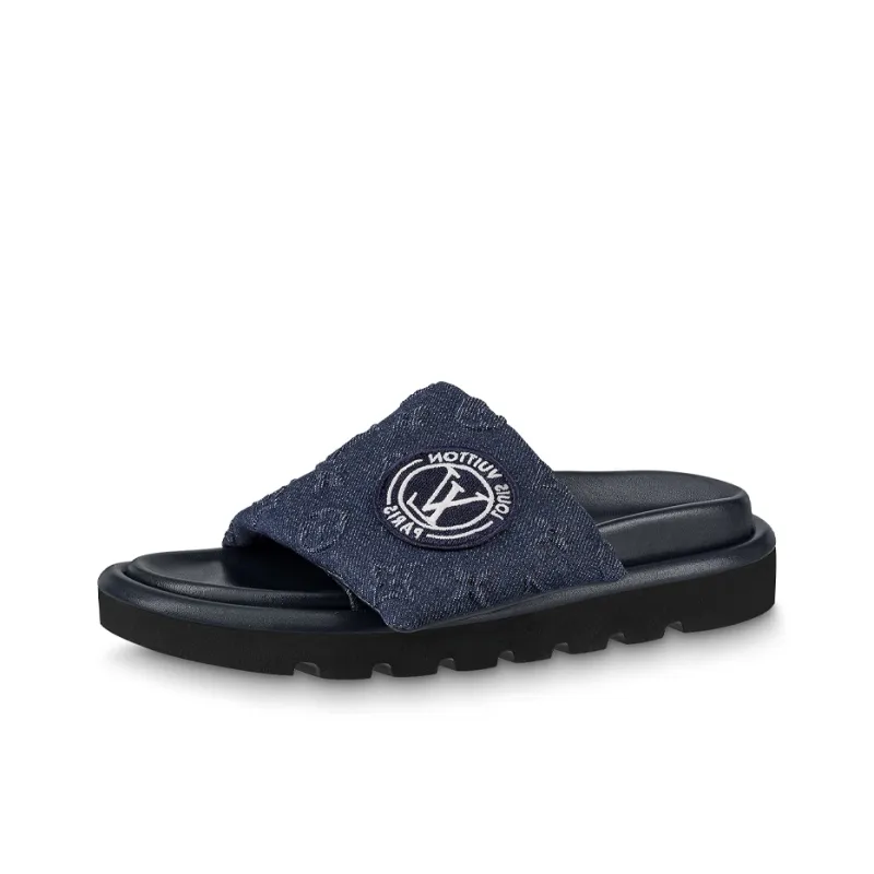 LOUIS VUITTON Slip Resistant Slide Slippers Women's Blue-0