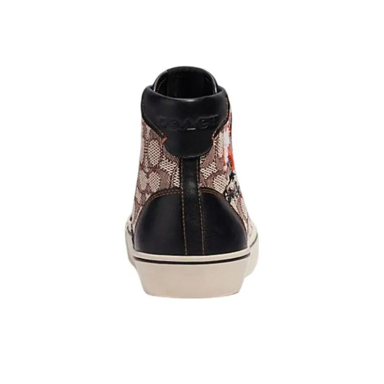 WHITE RABBIT x COACH Skate High Top Stylish Skateboarding Shoes Men's Black Brown-4