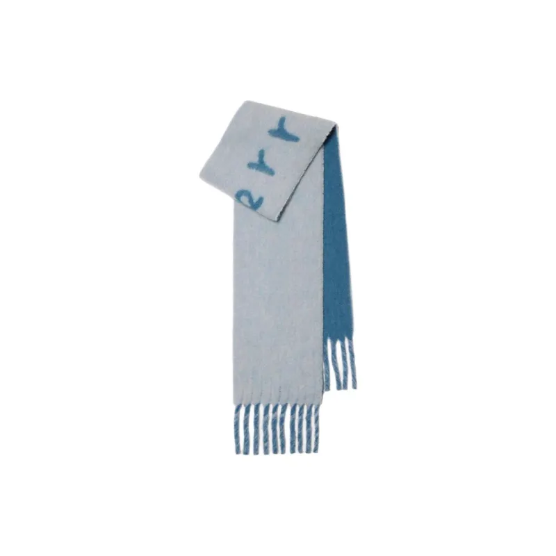 Burberry Logo Intarsia Fringed Reversible Scarf-1