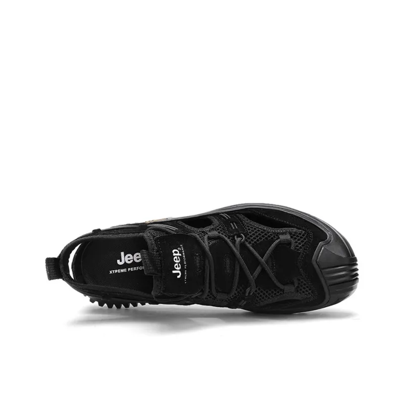 Jeep Breathable And Wear resistant River Trekking Shoes Men's Black-3
