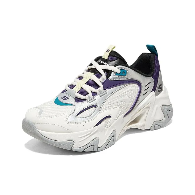 Skechers D'Lites Stamina Shoes 'White Silver Purple' Women's-2