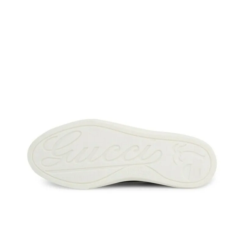 GUCCI Leather Low Black White Women's-3