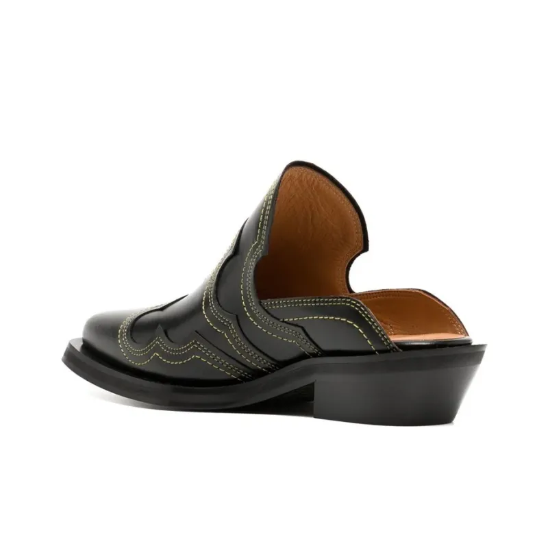 GANNI Embroidered Western Mules-3