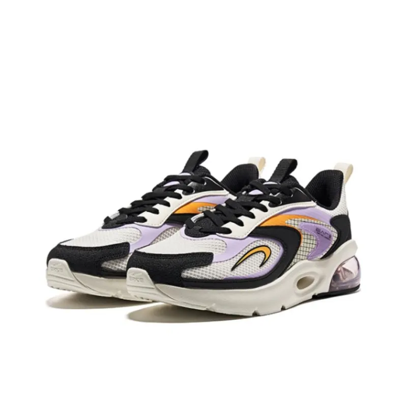 Erke Cushioning Anti Slip And Wear Resistant Low Top Running Shoes Women's White Black Purple-1
