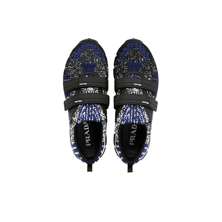 PRADA Cushioned Anti-Slip And Wear-Resistant Warm Low-Top Casual Shoes Men's Black Blue-3