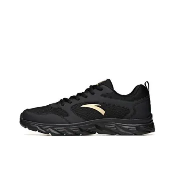 Anta Slip Resistant Breathable Lightweight Low Top Running Shoes Men's Black Gold