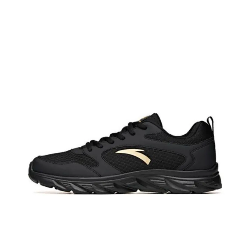 Anta Slip Resistant Breathable Lightweight Low Top Running Shoes Men's Black Gold-0