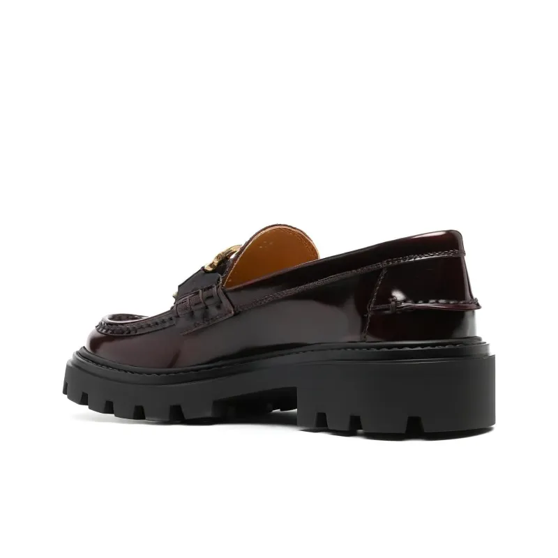 TOD'S Logo plaque Leather Loafers Women's-3