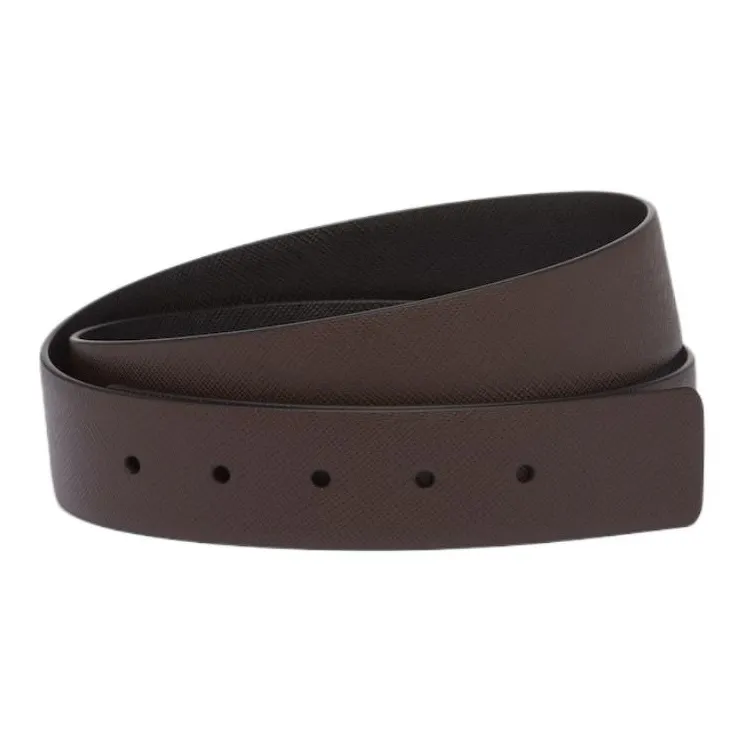 PRADA Logo Decoration, Pin Buckle Leather Belts Men's Brown 3.5cm-0
