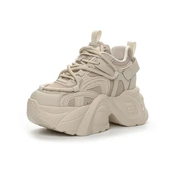 Shoe Cabinet Floral Language Breathable Height Increasing Low Top Chunky Sneakers Women's