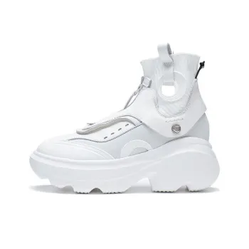 LiNing Puff Durable Breathable High Top Sports Casual Shoes Women's White