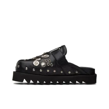 TOGA VIRILIS Rubber Sole Slip Resistant Closed Toe Slippers Men's Black Silver
