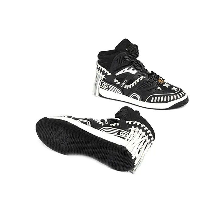GUCCI Slip-Resistant High-Top Skateboard Shoes Men's Black-4