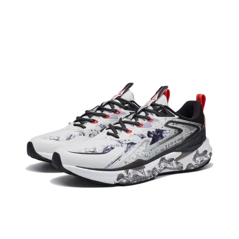 XTEP Running Shoes Men Low Top Black/Sail White-1
