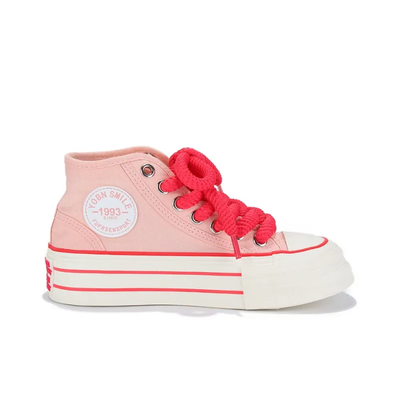 Yobn Non slip Lightweight High Top Canvas Shoes Women's Pink-1