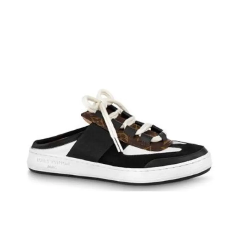 LOUIS VUITTON Lous Abrasion Resistant Closed Toe Slippers Women's White Black Brown-1