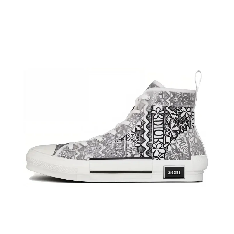 DIOR And Shawn B23 High Top Black White Embroidery-0