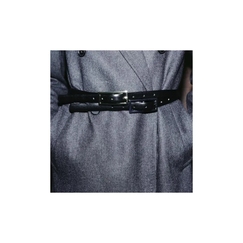 ZARA Solid Color Design Pin Buckle Leather Belts Women's Black Width: 2cm-2