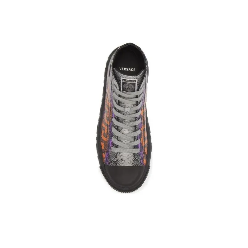 FANSIZHE High Top Stylish Skateboarding Shoes Men's Gray Orange Purple-4