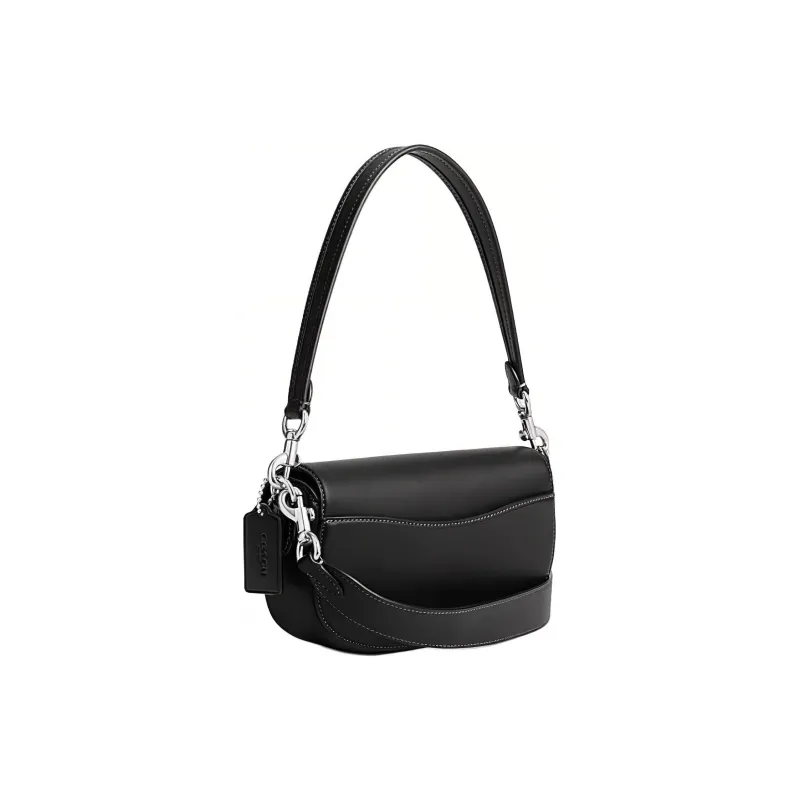 COACH Cow Leather Saddle Bag, Portable Crossbody Bag, Shoulder Bag Regular Women's Black-1