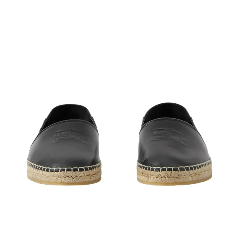 Burberry EKD Round Toe Leather Espadrille Black-2