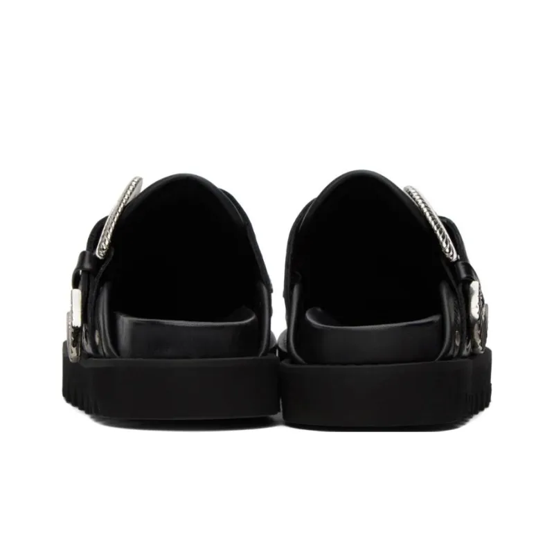 TOGA VIRILIS Rubber Sole Slip Resistant Closed Toe Slippers Men's Black Silver-3