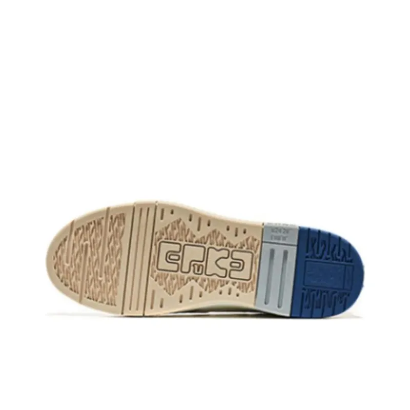 Erke Anti Slip Wear Resistant Low Top Skateboard Shoes Men's White Blue Brown-4