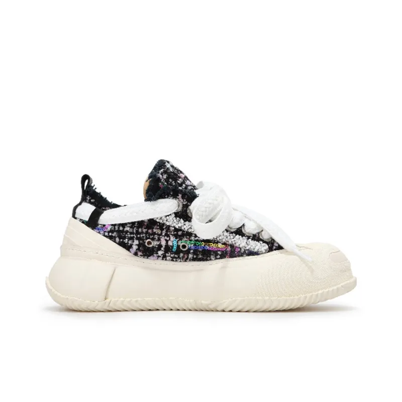VESSEL G.o.p. 2.0 Marshmallow Lows 'black Tweed' Low Top Canvas Shoes Unisex Black White-3
