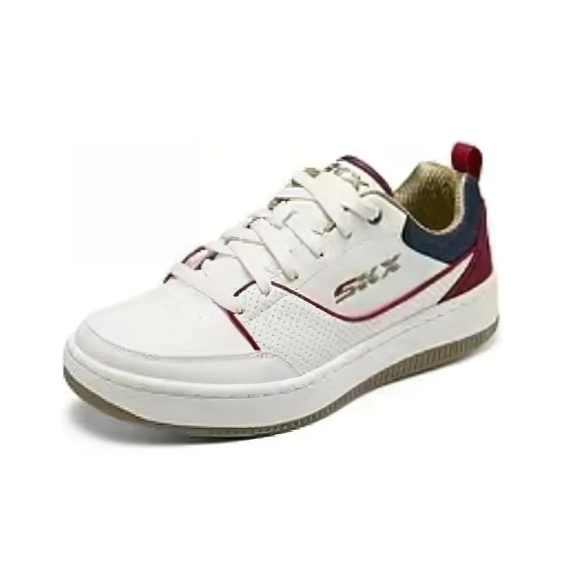 Skechers Cushioning Breathable Low Top Skateboard Shoes Men's White Red Blue-2