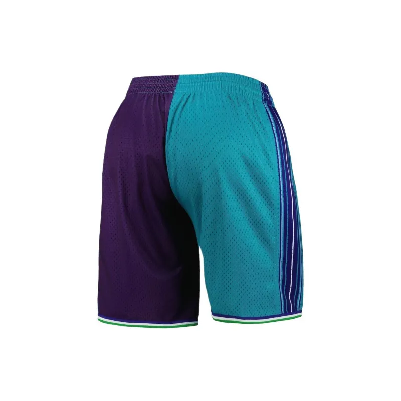 NBA x Mitchell & Ness Charlotte Hornets Classics 1999 Split Swingman Basketball Shorts Men's Cyan/Purple-1