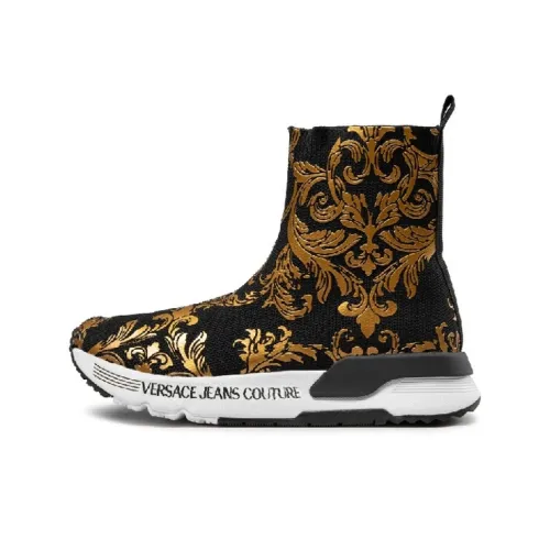 VERSACE JEANS Versace High Top Sports Casual Shoes Women's Black Gold