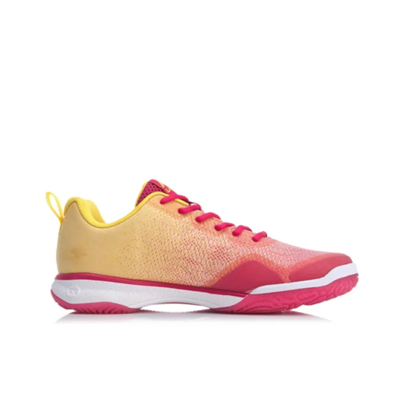 LiNing Anti Slip Wear Resistant Breathable Lightweight Low Top Badminton Shoes Unisex Rose Red-1