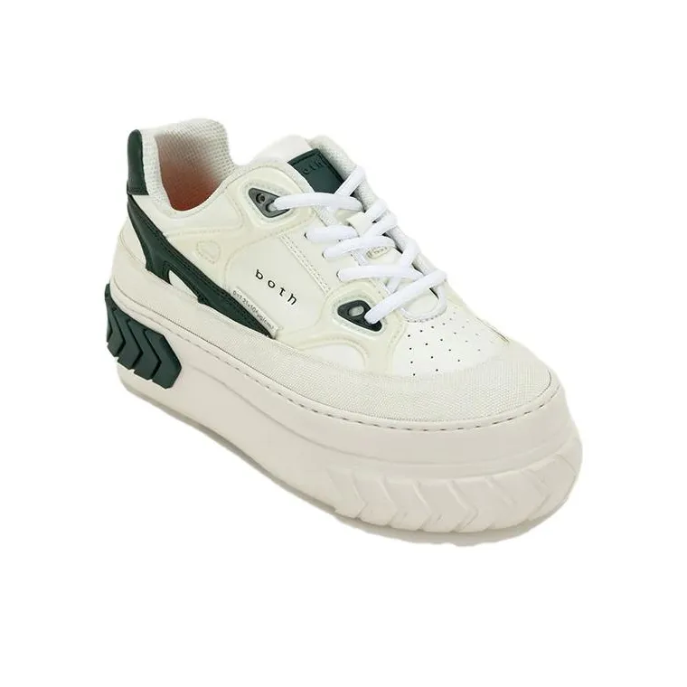 Both Tyres Platform Low Top Skateboard Shoes Women's White Green-2