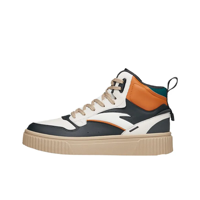 Anta High-Top Skateboard Shoes Men's White Gray Orange-0