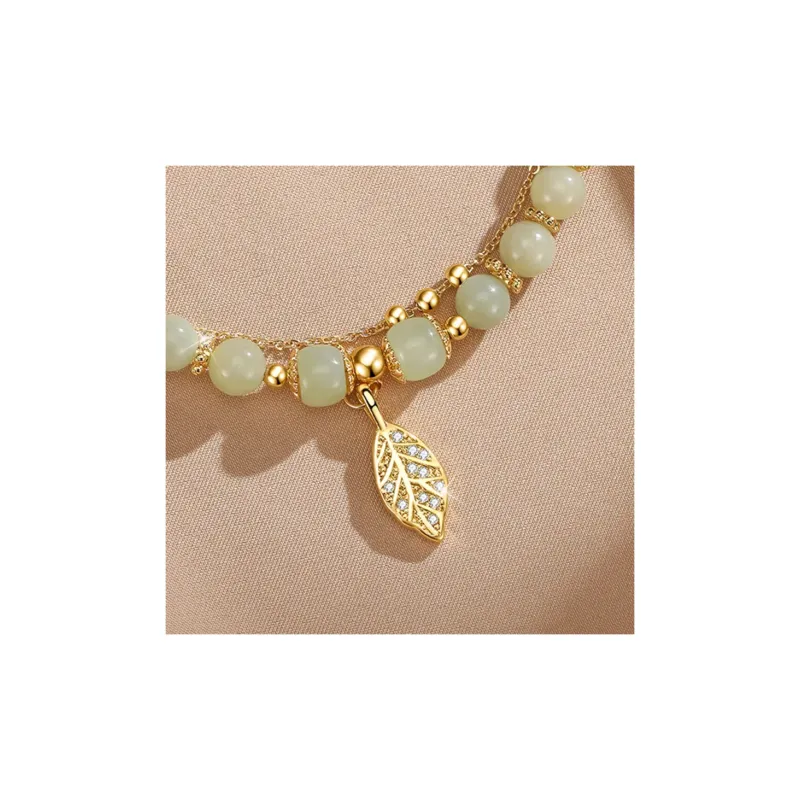 U＇VE Hetian Jade Bracelets Women's Pale Greenish White Jade-5