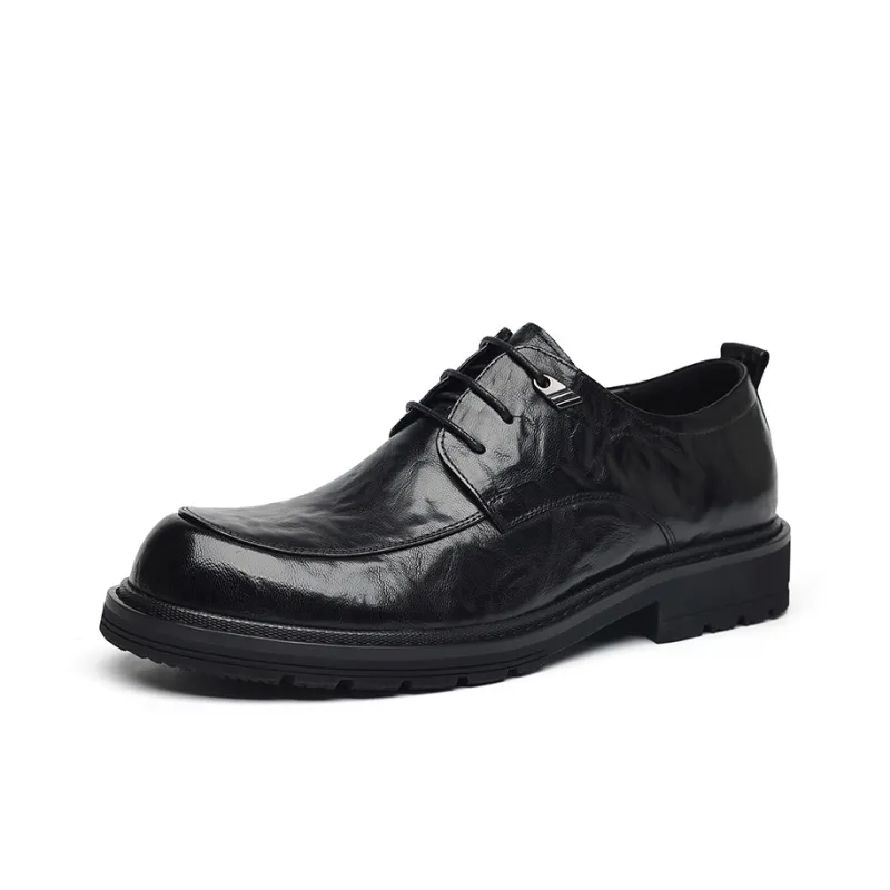 LUOGOKS Men's Casual Shoes Men Low Top Black/Dark Brown-1