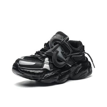 MVA Wear-resistant Lightweight Breathable And Non-slip. Low-Top Chunky Sneakers Unisex Black Warrior