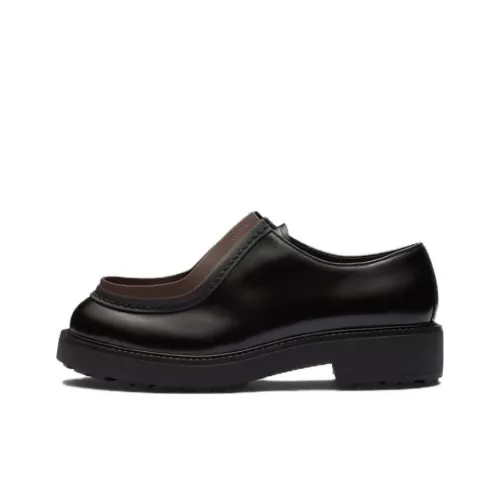 PRADA Opaque Brushed-leather Lace-up Shoes