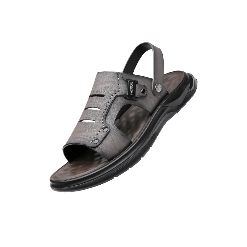 PAMATE Beach Sandals Men Gray/Yellow/Brown-2