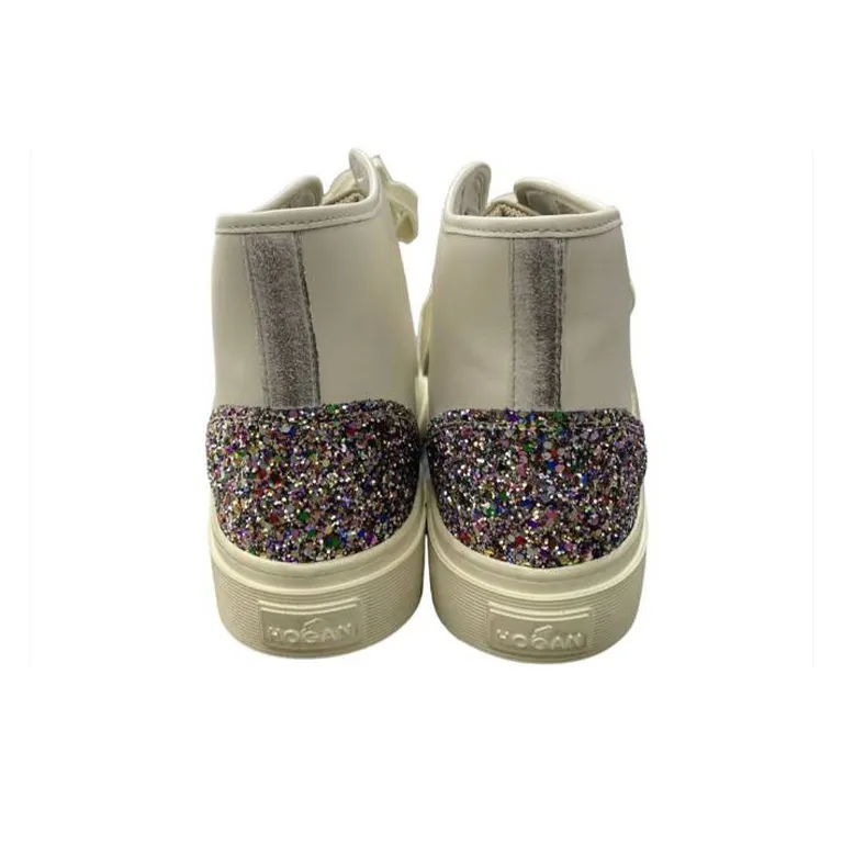 HOGAN H342 High-Top Stylish Skateboarding Shoes Women's Beige-3