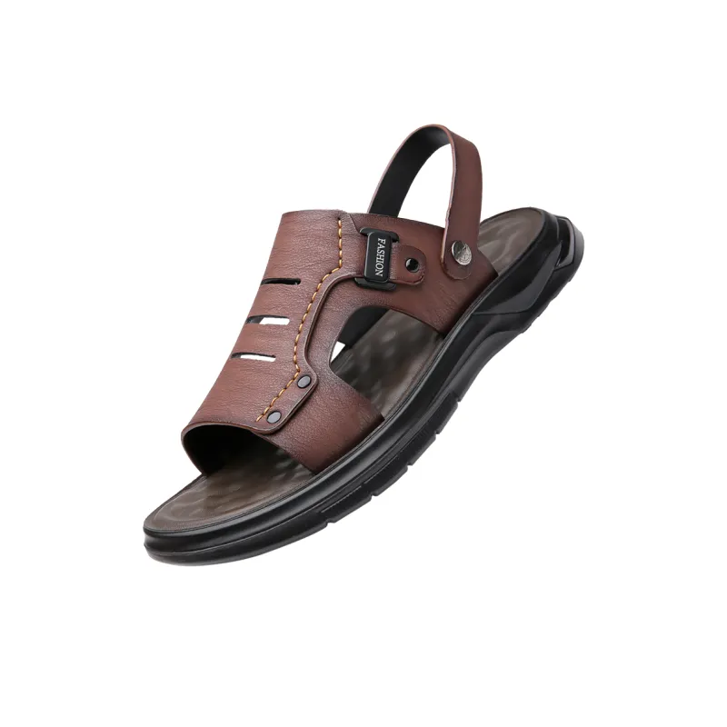 PAMATE Beach Sandals Men Gray/Yellow/Brown-19