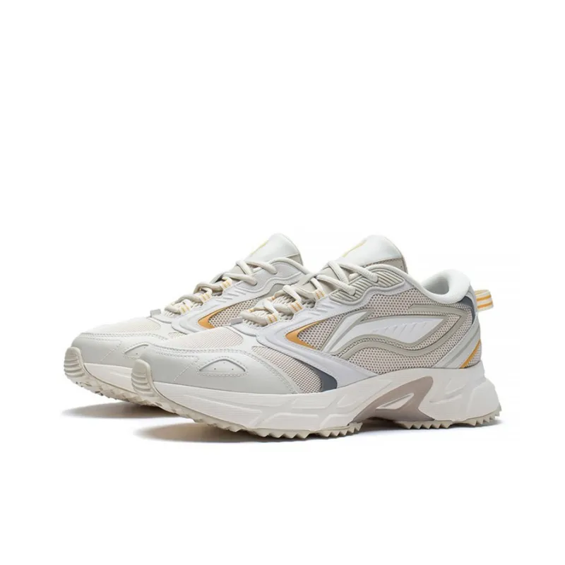 LiNing Rebound Cushioning Breathable Lightweight Wear-Resistant Slip-Resistant Low-Top Running Shoes Men's Oat Gray-2