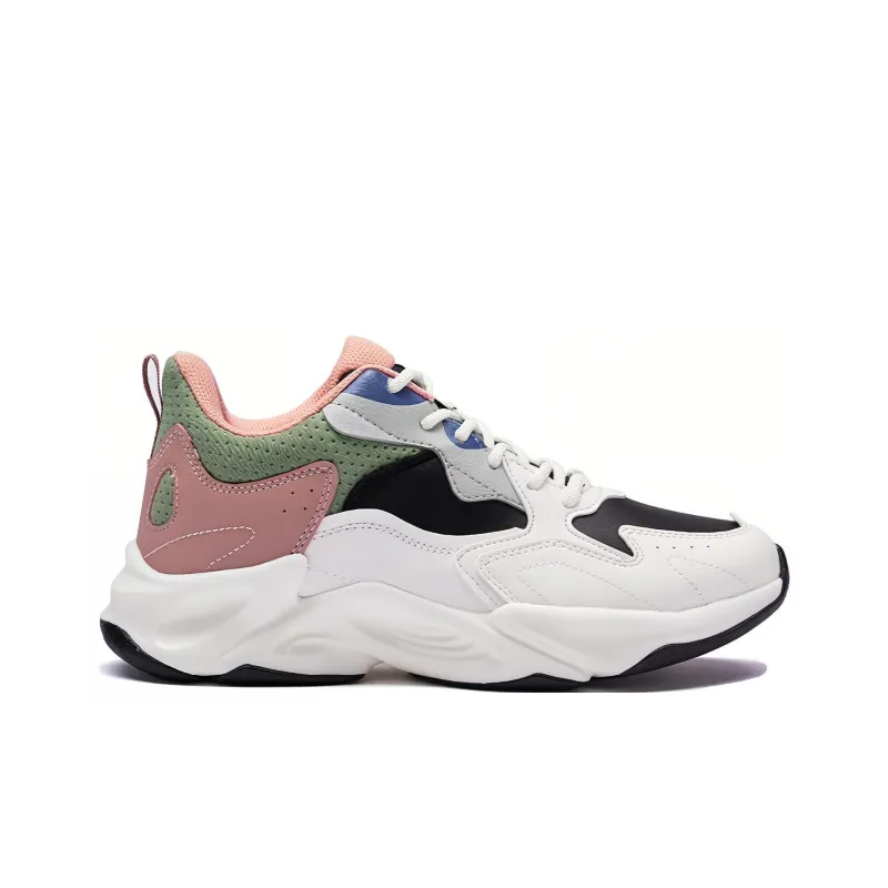 361° Slip Resistant And Abrasion Resistant Coverage Low Top Sports Casual Shoes Women's Feather White Oil Ink Blue-1