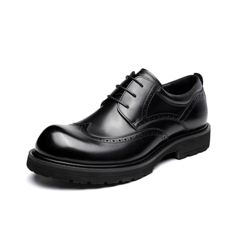 LAORENTOU Men's Casual Shoes Men Low Top Black/Dark Coffee-1